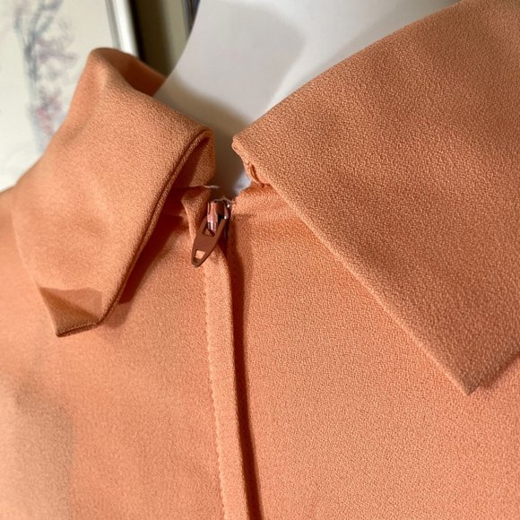 70s Vintage Deadstock Lori Jean Sherbet Orange Long Sleeve Sheath Dress Size 12 - Picture 4 of 9